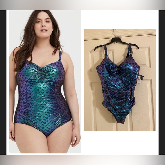 torrid Other - NWT Torrid Green Iridescent Mermaid Everyday Wire-Free One-Piece Swimsuit